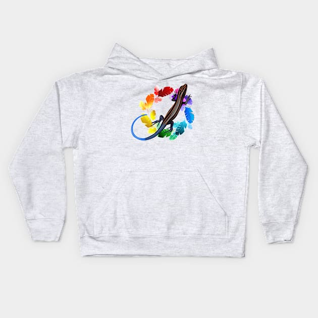 Lizard marroon blue tail Kids Hoodie by LuluCybril